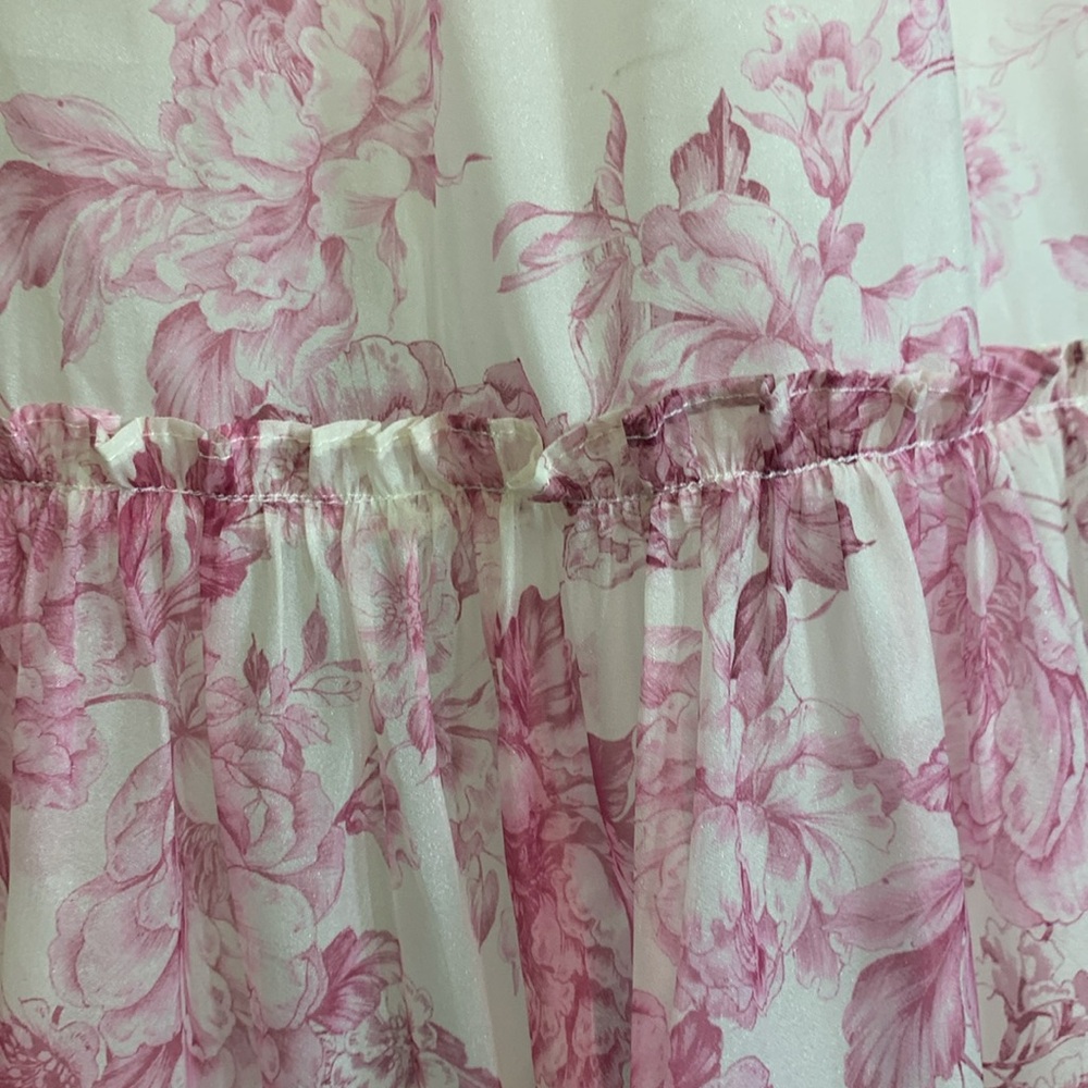 Francesca’s Pink Floral Tie-Shoulder Ruffle Dress – Women’s Small 🌸 - Picture 4 of 7